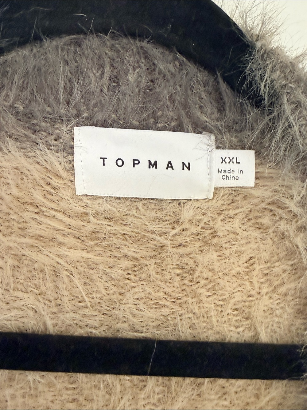Topman Men's Fuzzy Striped Cardigan in Gray and Cream - Picture 6 of 11